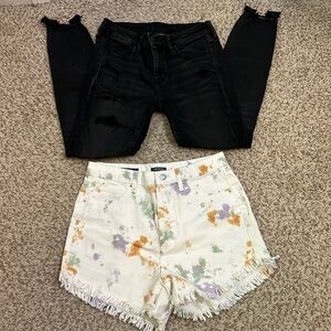Size 8 Bundle - Distressed Black AE Jeggings & Wild Fable Tie Dye Shorts